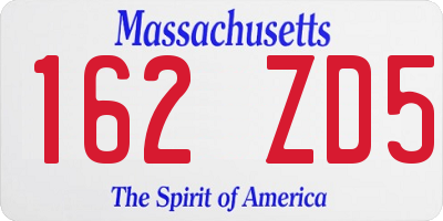 MA license plate 162ZD5