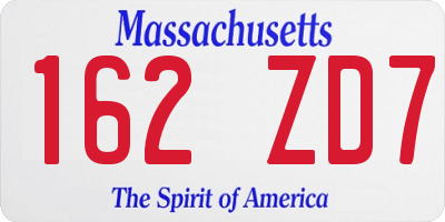MA license plate 162ZD7