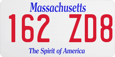 MA license plate 162ZD8