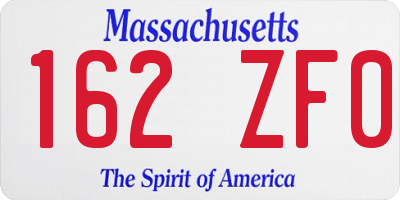 MA license plate 162ZF0
