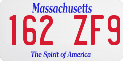 MA license plate 162ZF9