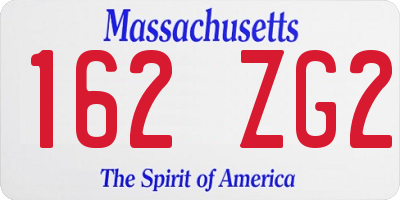 MA license plate 162ZG2