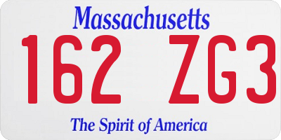 MA license plate 162ZG3