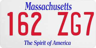 MA license plate 162ZG7