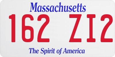 MA license plate 162ZI2