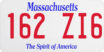 MA license plate 162ZI6
