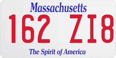 MA license plate 162ZI8