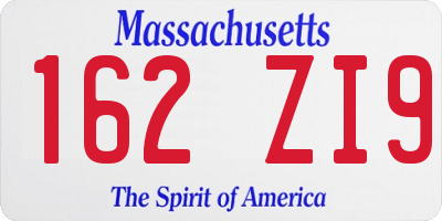 MA license plate 162ZI9