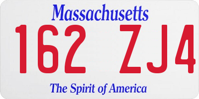 MA license plate 162ZJ4