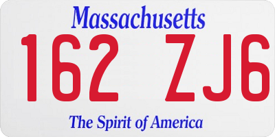 MA license plate 162ZJ6
