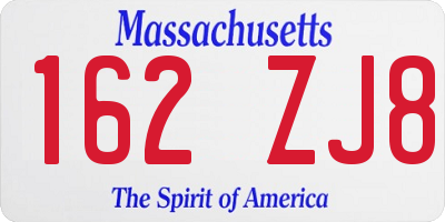MA license plate 162ZJ8