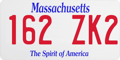 MA license plate 162ZK2