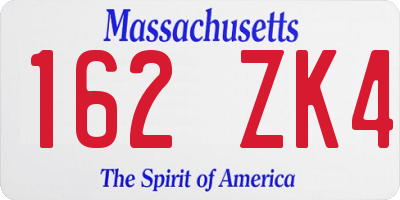 MA license plate 162ZK4