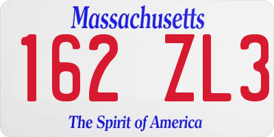 MA license plate 162ZL3
