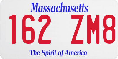 MA license plate 162ZM8