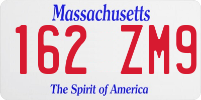 MA license plate 162ZM9