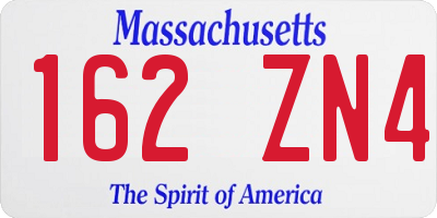 MA license plate 162ZN4