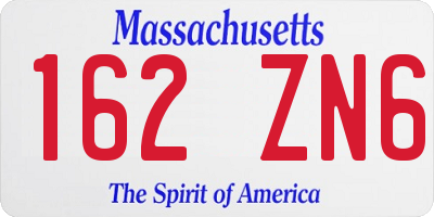 MA license plate 162ZN6