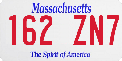 MA license plate 162ZN7