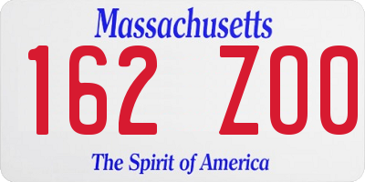 MA license plate 162ZO0