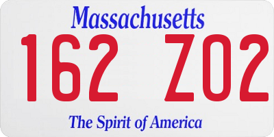 MA license plate 162ZO2