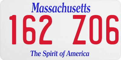 MA license plate 162ZO6