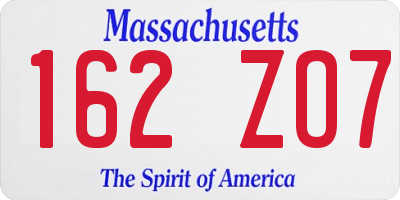 MA license plate 162ZO7