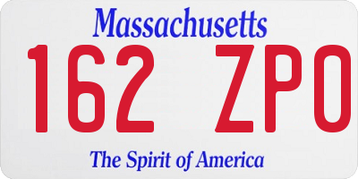 MA license plate 162ZP0