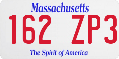 MA license plate 162ZP3