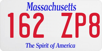 MA license plate 162ZP8