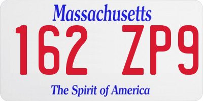 MA license plate 162ZP9