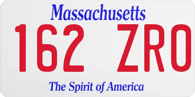 MA license plate 162ZR0