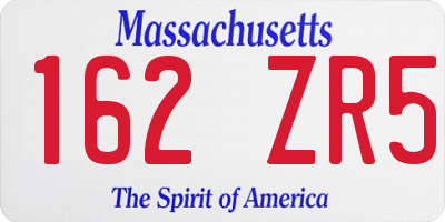 MA license plate 162ZR5