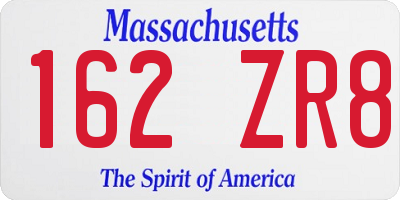 MA license plate 162ZR8