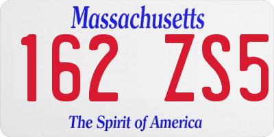 MA license plate 162ZS5