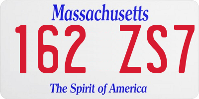 MA license plate 162ZS7
