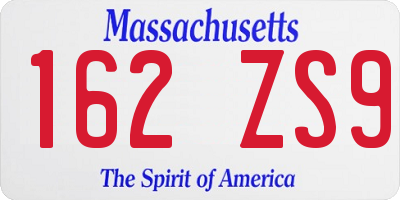 MA license plate 162ZS9