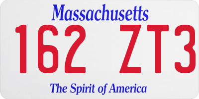 MA license plate 162ZT3