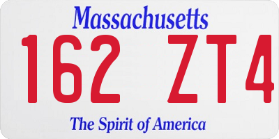 MA license plate 162ZT4