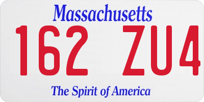 MA license plate 162ZU4