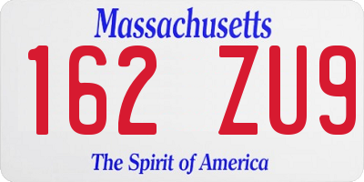 MA license plate 162ZU9