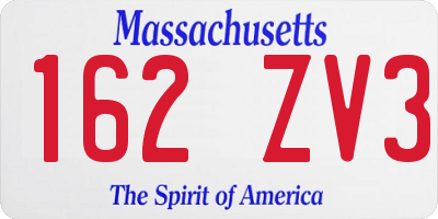 MA license plate 162ZV3