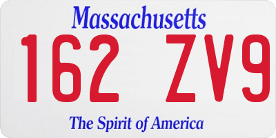 MA license plate 162ZV9