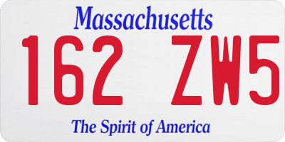 MA license plate 162ZW5
