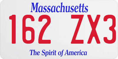 MA license plate 162ZX3