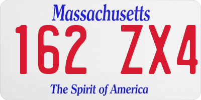 MA license plate 162ZX4