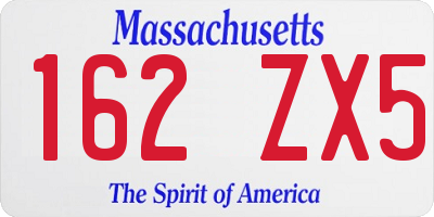 MA license plate 162ZX5