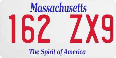 MA license plate 162ZX9