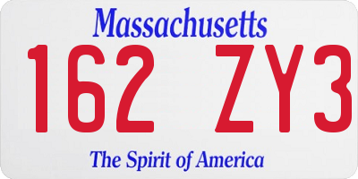 MA license plate 162ZY3