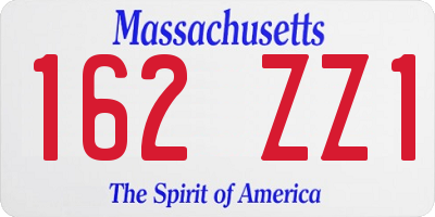 MA license plate 162ZZ1